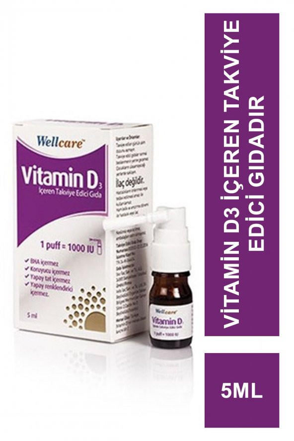 Wellcare Vitamin D3 1000 IU 5 ml (S.K.T 12-2026)