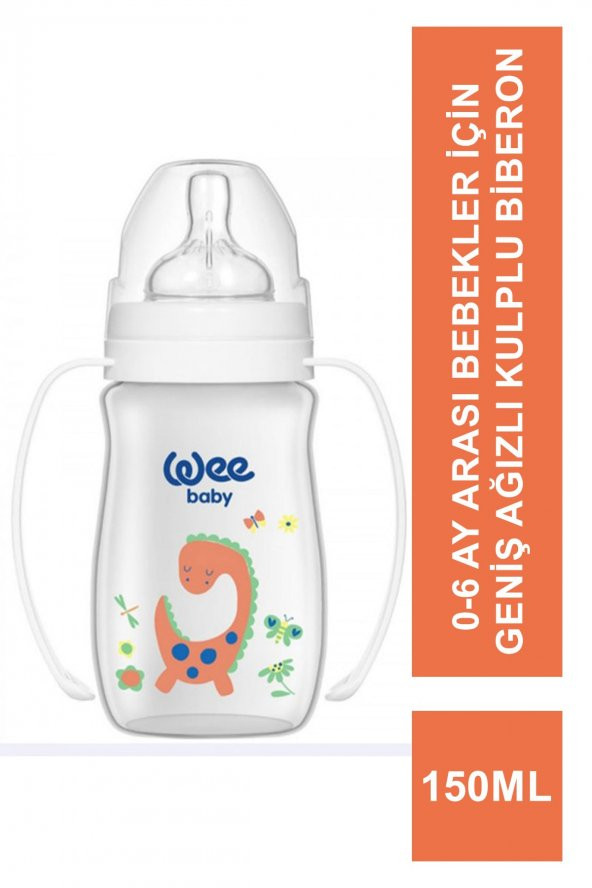 Wee Baby Klasik + Geniş Ağızlı Kulplu PP Biberon 0-6 Ay 150 ml - 137 -Beyaz