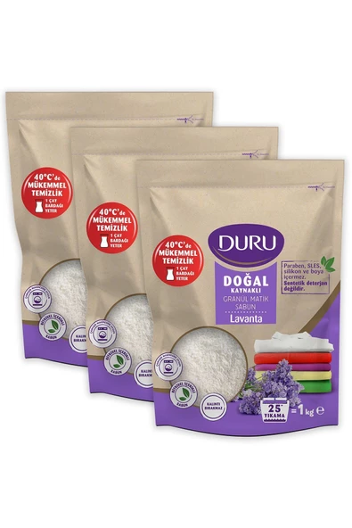 Duru Doğal Granül Matik Sabun Lavanta 25 Yıkama 3 x 1 KG