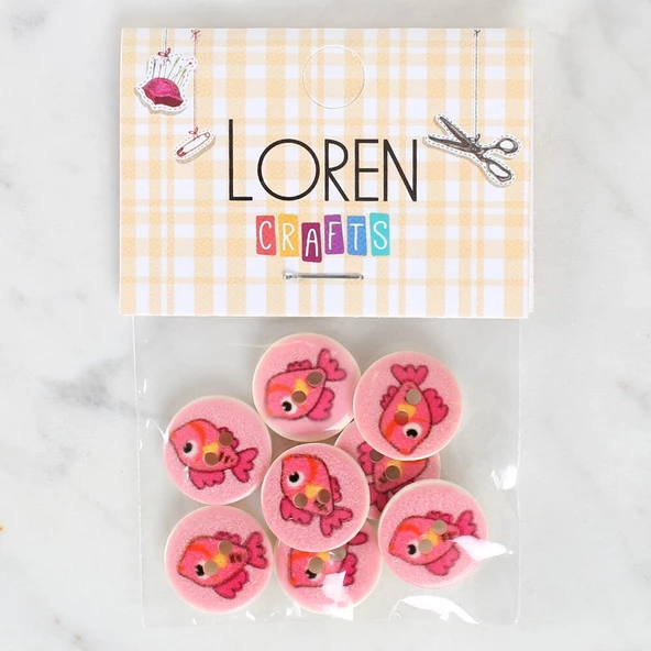 Loren Crafts 8'li Balık Düğme - 1178