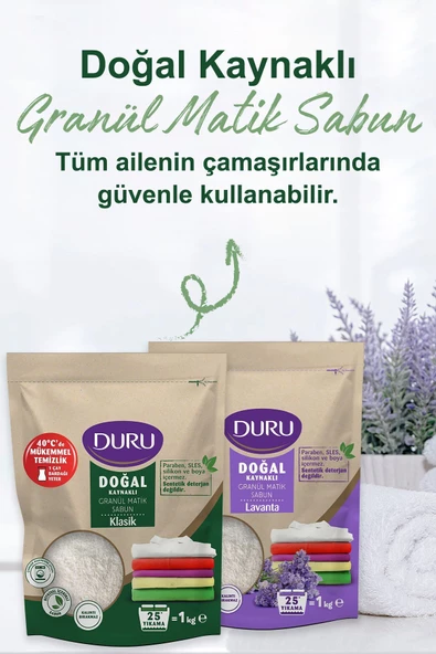 Duru Doğal Granül Matik Sabun Lavanta 25 Yıkama 3 x 1 KG - Resim 5