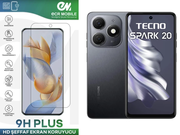 Tecno Spark 20(KJ5) Ekran Koruyucu 9H Esnek Nano Cam Tam Uyumlu Şeffaf