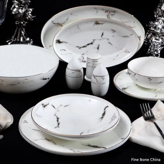 Massimo Marble Gold 56 Parça Yemek Takımı