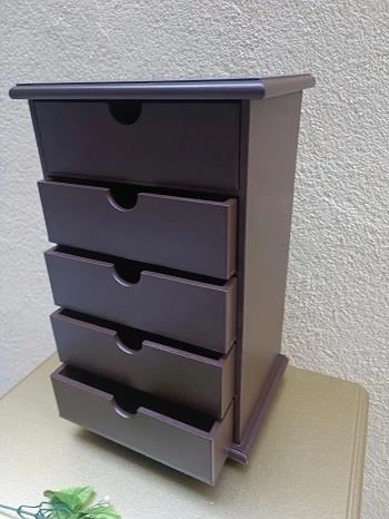 Hobi ERDL MODEL 90528 Ahşap Takı Şifonyer 5Çekmeceli Ceviz Rengi El Yapımı - 8