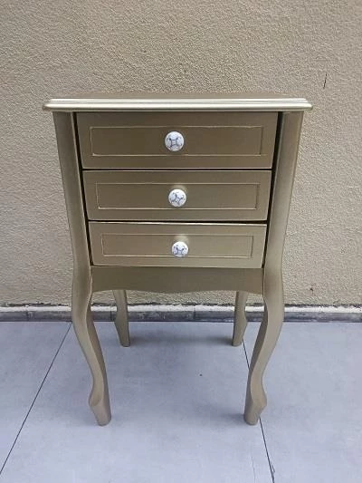 Komodin MODEL 90529 3Çekmeceli Kayın Lükens Ayak Gold Renk Porselen Kulp El Yapım - 10