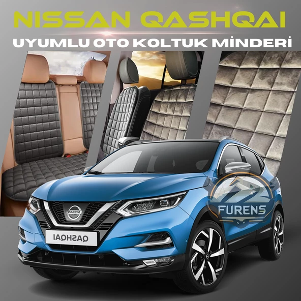 Nissan Qashqai Antrasit Renk Tay Tüyü Cepli & Terletmez Sırtlı Oto Koltuk Minder Seti - Koltuk Koruma Kılıfı (ÖN & ARKA TAM SET) ürün görseli