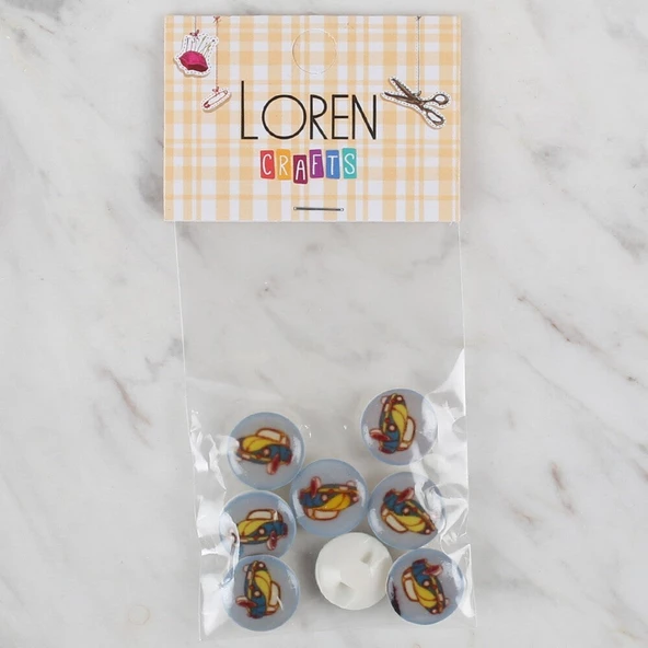 Loren Crafts 8 li Mavi Araba Düğme - 694