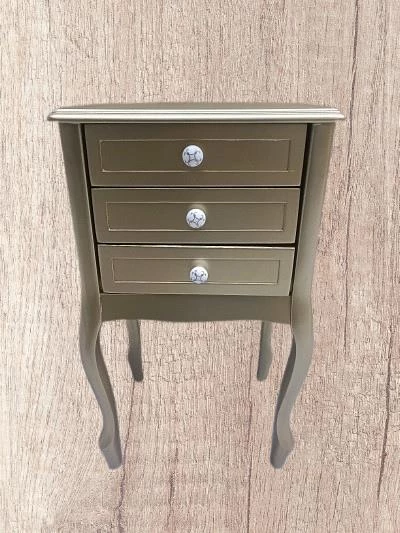Komodin MODEL 90529 3Çekmeceli Kayın Lükens Ayak Gold Renk Porselen Kulp El Yapım - 6