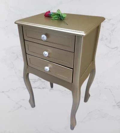 Komodin MODEL 90529 3Çekmeceli Kayın Lükens Ayak Gold Renk Porselen Kulp El Yapım - 8