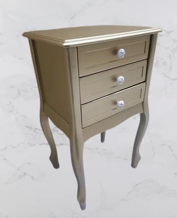 Komodin MODEL 90529 3Çekmeceli Kayın Lükens Ayak Gold Renk Porselen Kulp El Yapım - 5