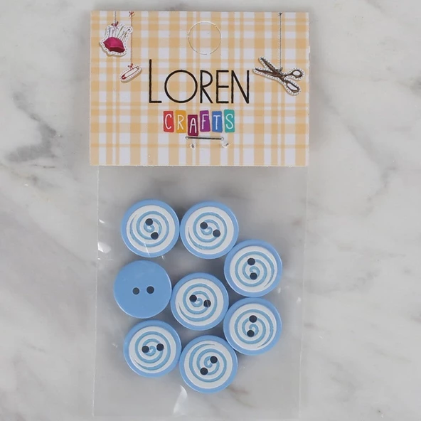 Loren Crafts 8 li mavi yuvarlak düğme - 451