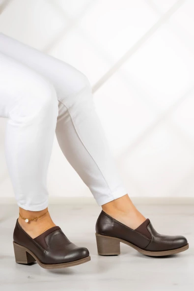 Erkan Saçmacı Alizee Kahverengi Hakiki Deri Günlük Topuklu Ayakkabı - 2