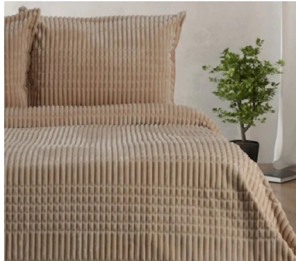 Özdilek Modern Line Tek Kişilik Battaniye Seti (150x220)-Piramit BEJ - 2
