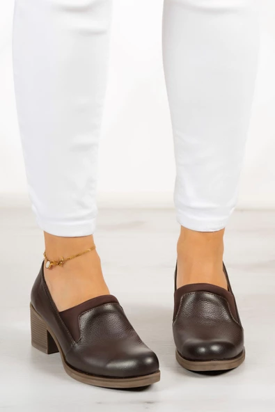 Erkan Saçmacı Alizee Kahverengi Hakiki Deri Günlük Topuklu Ayakkabı - 3