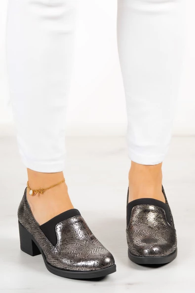 Erkan Saçmacı Alizee Gümüş Yılan Hakiki Deri Günlük Topuklu Ayakkabı - 3
