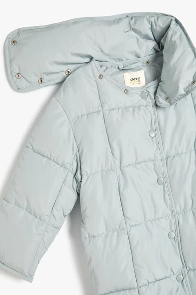 Koton Kız Çocuk Oversize Şişme Mont Çıtçıt Dik Yaka Detaylı Kapitone - 3