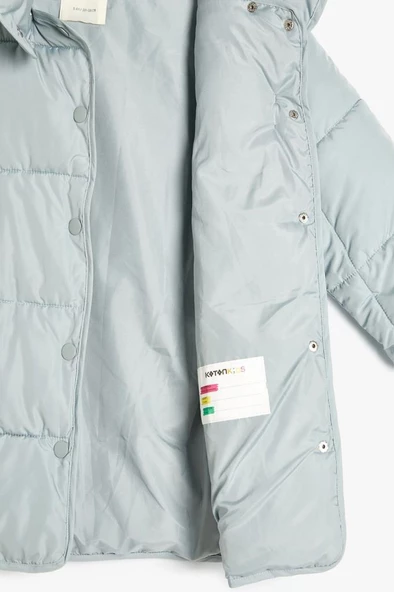 Koton Kız Çocuk Oversize Şişme Mont Çıtçıt Dik Yaka Detaylı Kapitone - 4