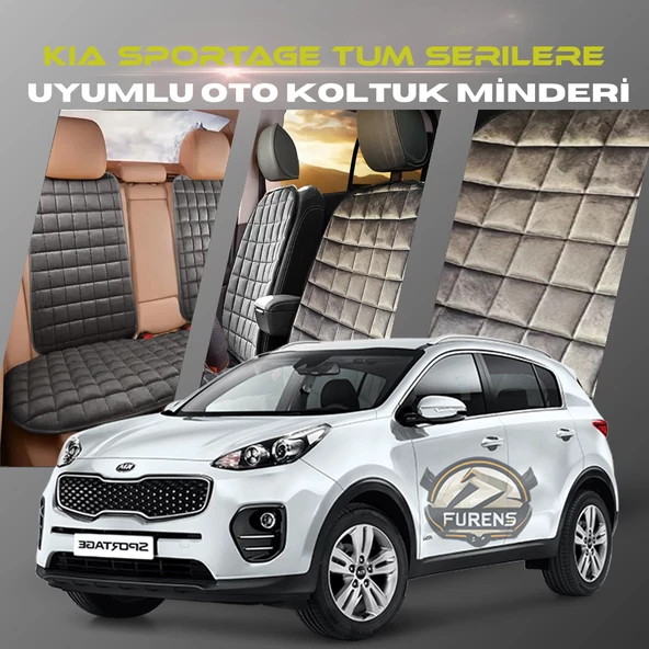 Kia Sportage Antrasit Renk Tay Tüyü Cepli & Terletmez Sırtlı Oto Koltuk Minder Seti - Koltuk Koruma Kılıfı (ÖN & ARKA TAM SET)