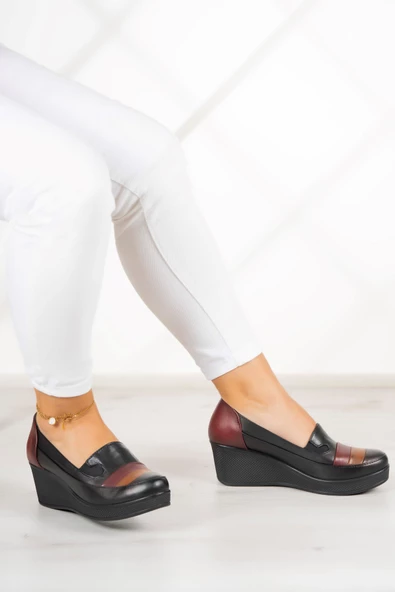 Erkan Saçmacı Anya Siyah Hakiki Deri Dolgu Topuklu Günlük Ayakkabı - Resim 2