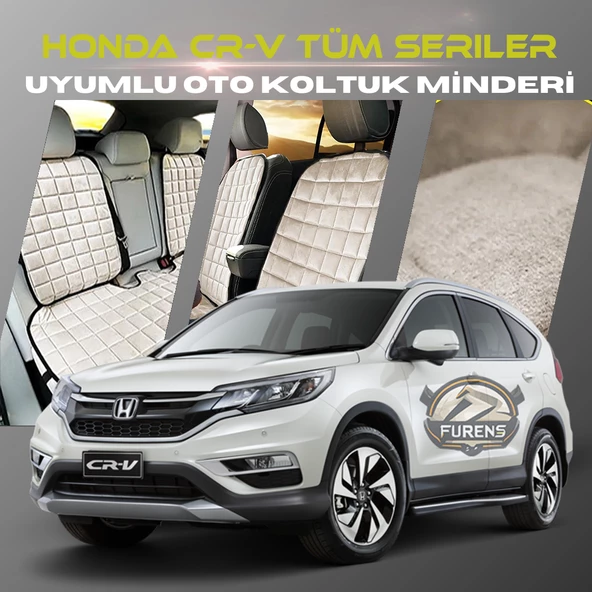 Honda CR-V Bej Renk Tay Tüyü Cepli & Terletmez Sırtlı Oto Koltuk Minder Seti - Koltuk Koruma Kılıfı (ÖN & ARKA TAM SET) ürün görseli