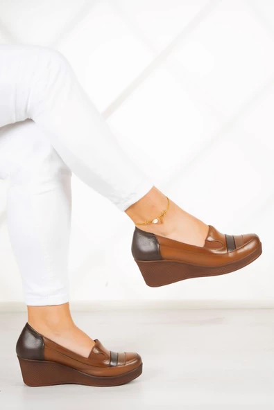 Erkan Saçmacı Anya Taba Hakiki Deri Dolgu Topuklu Günlük Ayakkabı ürün görseli