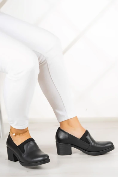 Erkan Saçmacı Alizee Siyah Hakiki Deri Günlük Topuklu Ayakkabı - 2