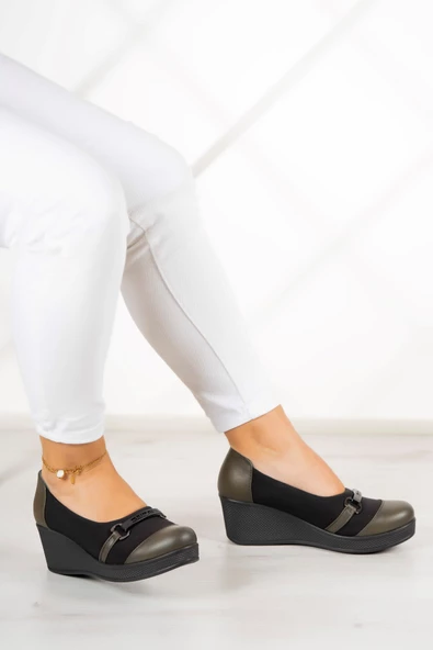 Erkan Saçmacı Blake Haki Hakiki Deri Dolgu Topuklu Streç Günlük Ayakkabı - 2