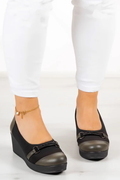 Erkan Saçmacı Blake Haki Hakiki Deri Dolgu Topuklu Streç Günlük Ayakkabı - 3