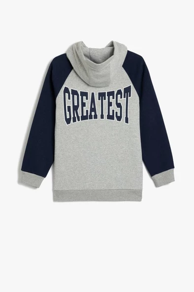 Koton Erkek Çocuk Oversize Fermuarlı Kapşonlu Sweatshirt Fermuarlı Basketbol Baskılı - 2