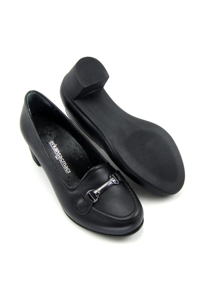 Erkan Saçmacı Elize Siyah Hakiki Dana Derisi Kalın Topuklu Loafer Ayakkabı - 2