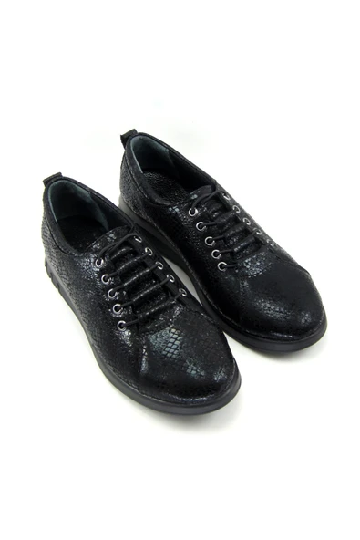 Erkan Saçmacı Khloe Siyah Yılan Hakiki Deri Günlük Ayakkabı