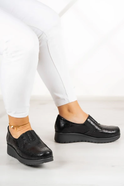Erkan Saçmacı Jennifer Siyah Yılan Hakiki Deri Günlük Ayakkabı - 2