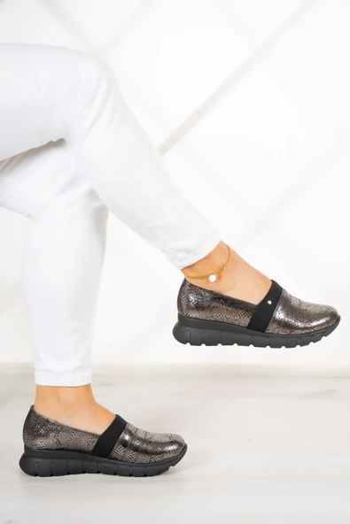 Erkan Saçmacı Reagan Gümüş Yılan Hakiki Deri Günlük Ayakkabı