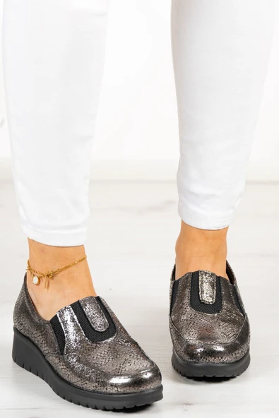 Erkan Saçmacı Jennifer Gümüş Yılan Hakiki Deri Günlük Ayakkabı - 3