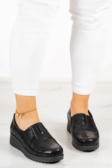 Erkan Saçmacı Jennifer Siyah Yılan Hakiki Deri Günlük Ayakkabı - 3
