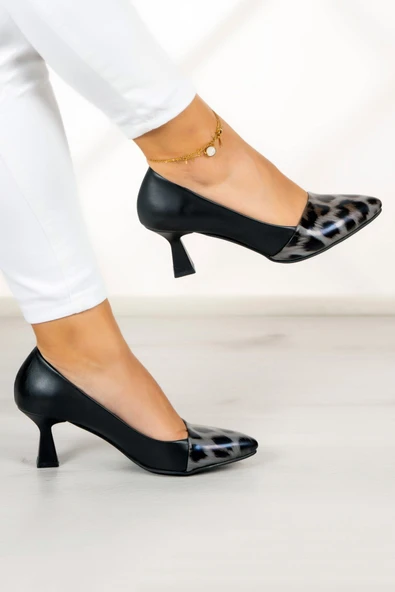 Erkan Saçmacı Laura Gri Leopar Topuklu Ayakkabı - Resim 3