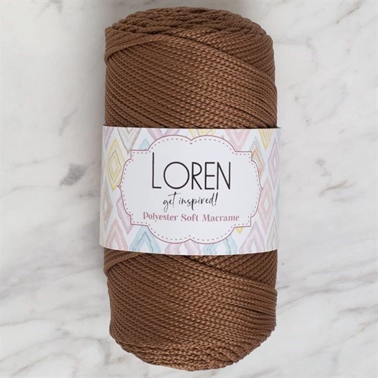 Loren Polyester Soft Macrame Kahverengi El Örgü İpi - LM033 - 34439