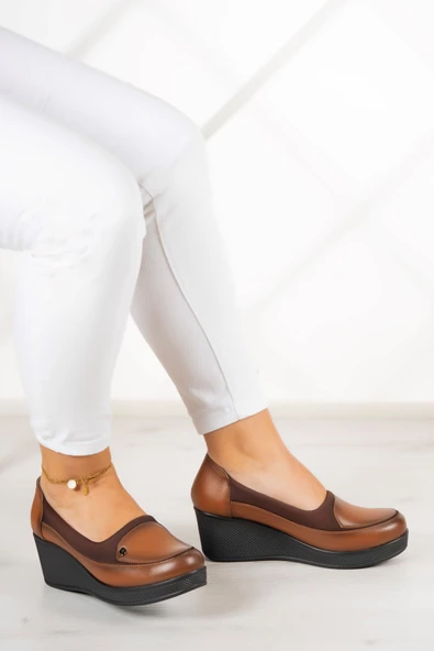 Erkan Saçmacı Priscilla Taba Hakiki Deri Dolgu Topuklu Streç Günlük Ayakkabı - 2