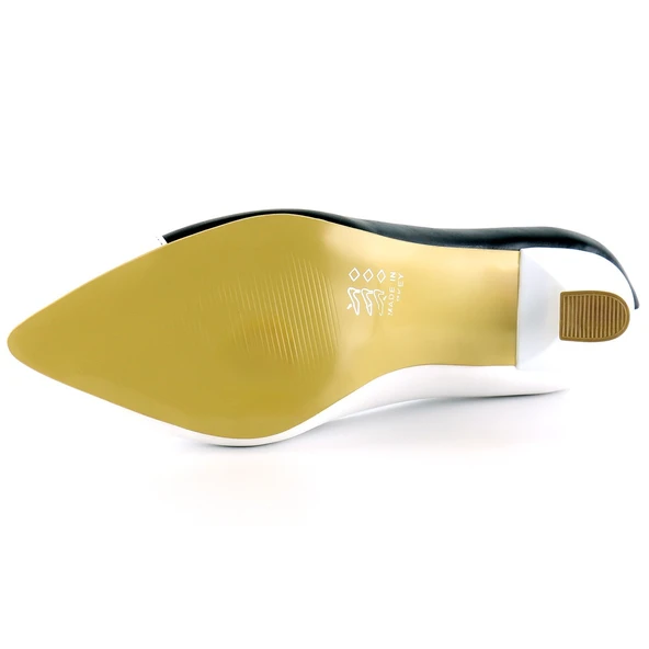 Erkan Saçmacı Jatqılı Plus Siyah Beyaz Kadeh Topuklu Ayakkabı - 5