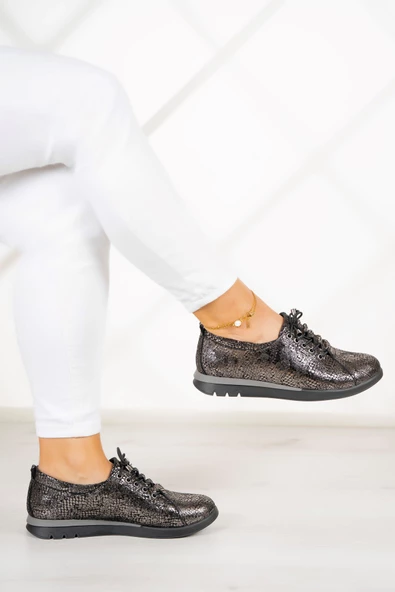 Erkan Saçmacı Khloe Gümüş Yılan Hakiki Deri Günlük Ayakkabı