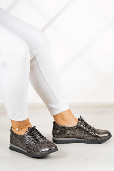 Erkan Saçmacı Khloe Gümüş Yılan Hakiki Deri Günlük Ayakkabı - 2
