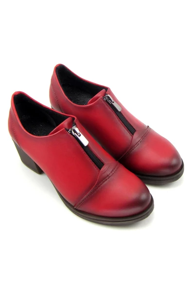 Erkan Saçmacı Brittany Kırmızı Hakiki Deri Günlük Topuklu Ayakkabı