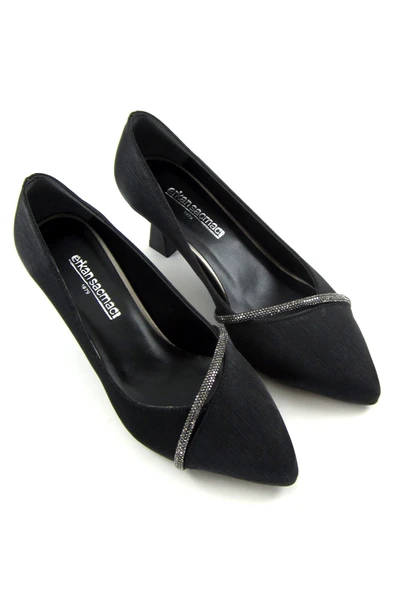 Erkan Saçmacı Shimeca Siyah Saten Taşlı Abiye Ayakkabı