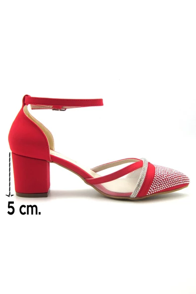 Erkan Saçmacı Susie Kırmızı Krep Taşlı Abiye Ayakkabı - 3
