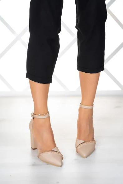 Erkan Saçmacı Samira Ten Saten Taşlı Şeffaf Tasarımlı Ayakkabı - 3