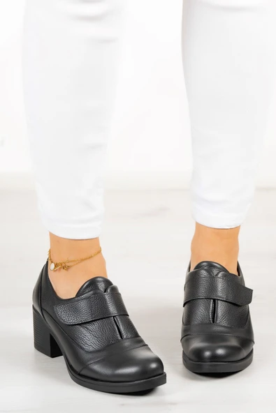 Erkan Saçmacı Shantel Siyah Hakiki Deri Günlük Topuklu Ayakkabı - 3