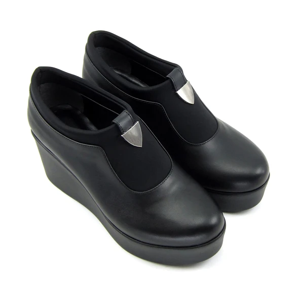 Erkan Saçmacı Sofia Exclusive Siyah Streç Tokalı Yuvarlık Burun Dolgu Topuklu Günlük Ayakkabı - 2