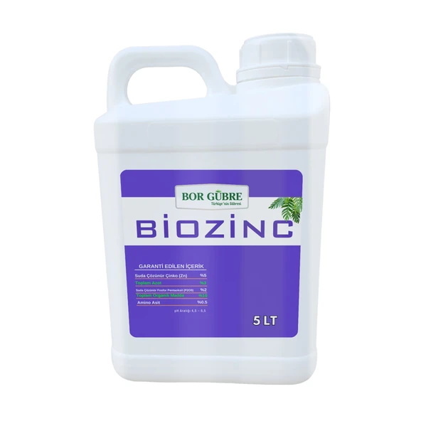 Biozinc-5lt Çinko Sıvı Organik Madde Gübresi- (Fabrikadan Halka Üretim Zinciri Kampanyası ile Satılmaktadır.)