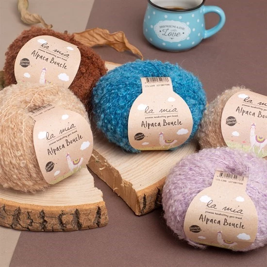 La Mia Alpaca Boucle 50 Gr Mavi El Örgü İpi - L339 - 34390 - Resim 3