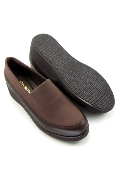 Erkan Saçmacı Rebecca Kahverengi Hakiki Deri Ön Yüz Streç Dolgu Topuklu Günlük Ayakkabı - 2